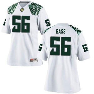 Women's Oregon #56 T.J. Bass White Football Replica Embroidery Jerseys 563470-139