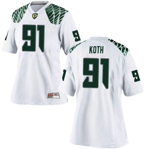 Women Oregon Ducks #91 Taylor Koth White Football Replica Stitched Jerseys 904353-938