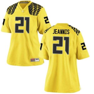 Womens Oregon #21 Tevin Jeannis Gold Football Replica High School Jersey 183822-400