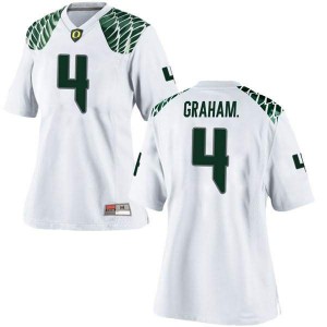 Women's Ducks #4 Thomas Graham Jr. White Football Game Player Jerseys 264067-982