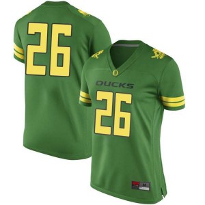 Women's University of Oregon #26 Travis Dye Green Football Replica Official Jerseys 675591-145