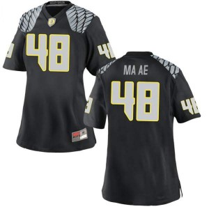 Women's Oregon #48 Treven Ma'ae Black Football Game Official Jersey 153186-669