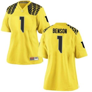 Womens University of Oregon #1 Trey Benson Gold Football Game Player Jerseys 353958-799