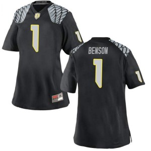 Womens University of Oregon #1 Trey Benson Black Football Replica NCAA Jersey 449216-663