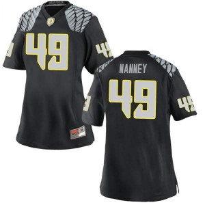 Women's Oregon #49 Tyler Nanney Black Football Replica Stitched Jerseys 266730-589
