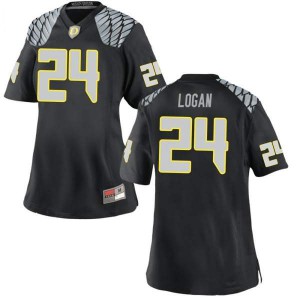Women Oregon Ducks #24 Vincenzo Logan Black Football Game Embroidery Jerseys 961708-177