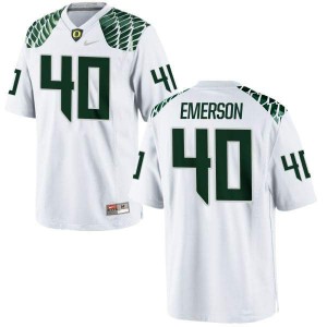 Women Oregon #40 Zach Emerson White Football Authentic Stitched Jersey 176343-870