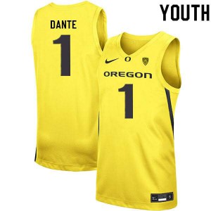 Youth Oregon Ducks #1 N'Faly Dante Yellow Basketball Alumni Jersey 949618-604