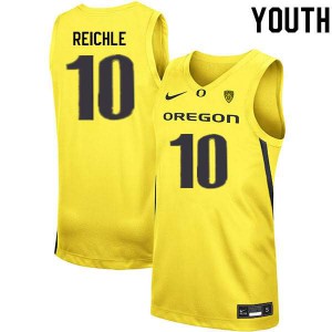 Youth Oregon Ducks #10 Gabe Reichle Yellow Basketball Stitched Jersey 536299-427