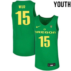 Youth Oregon #15 Lok Wur Green Basketball University Jersey 391875-657