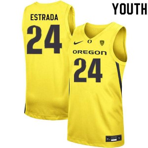 Youth University of Oregon #24 Aaron Estrada Yellow Basketball Stitched Jerseys 642373-384