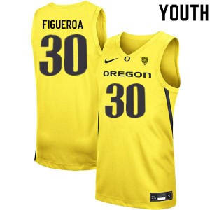 Youth Oregon Ducks #30 LJ Figueroa Yellow Basketball Embroidery Jerseys 969537-851