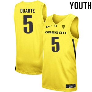 Youth Ducks #5 Chris Duarte Yellow Basketball Official Jerseys 224347-734
