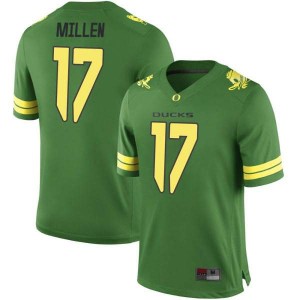 Youth Ducks #17 Cale Millen Green Football Game Embroidery Jerseys 295335-756
