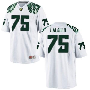 Youth Oregon Ducks #75 Faaope Laloulu White Football Replica Official Jersey 127771-677