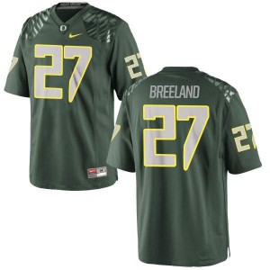 Youth University of Oregon #27 Jacob Breeland Green Football Authentic Stitched Jersey 395510-201