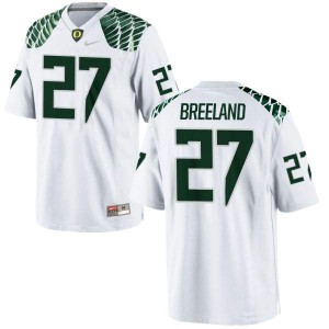 Youth Ducks #27 Jacob Breeland White Football Authentic Player Jerseys 293654-263