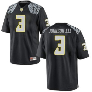 Youth Oregon #3 Johnny Johnson III Black Football Replica Embroidery Jerseys 412824-403