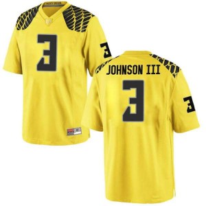 Youth University of Oregon #3 Johnny Johnson III Gold Football Replica Embroidery Jersey 993288-272