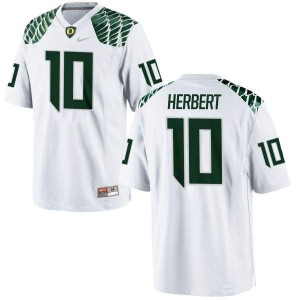 Youth University of Oregon #10 Justin Herbert White Football Game Embroidery Jerseys 200056-272