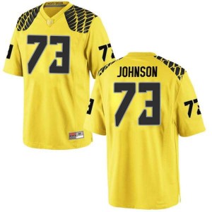 Youth Oregon Ducks #73 Justin Johnson Gold Football Replica Stitch Jersey 168289-491