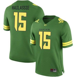Youth Ducks #15 Kahlef Hailassie Green Football Game Official Jersey 885694-701