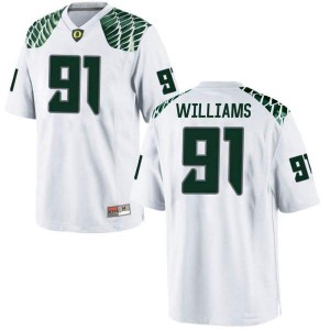 Youth University of Oregon #91 Kristian Williams White Football Replica Stitched Jersey 685981-527