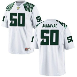 Youth University of Oregon #50 Popo Aumavae White Football Game Stitched Jerseys 724589-173