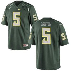 Youth Oregon #5 Taj Griffin Green Football Replica Stitched Jersey 505645-415